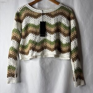 Truth By Republic S Boho Western Cropped Crochet Knit Sweater Shabby Chic